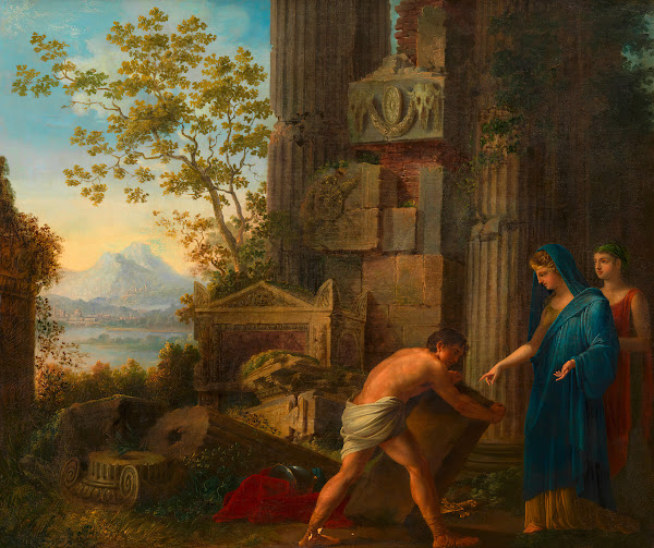 Theseus findet unter dem Felsen das Schwert seines Vaters Aigeus 1802