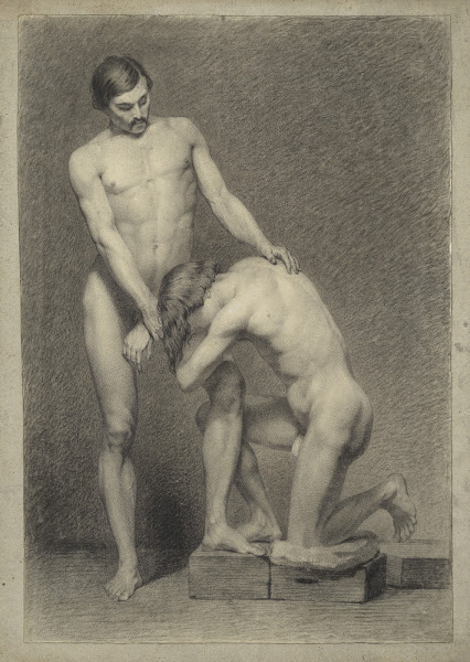 Kneeling and standing male nude 1800 1850