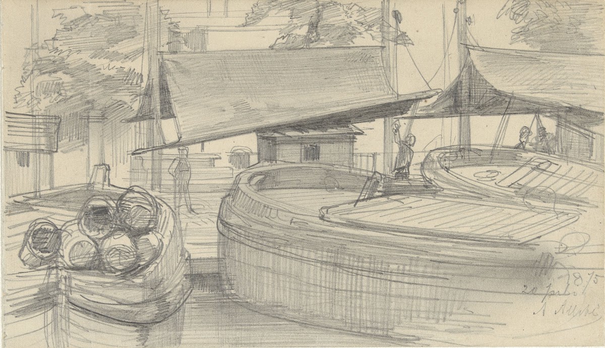 Schuiten in een sluis 1875
