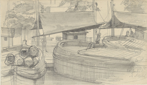Schuiten in een sluis 1875