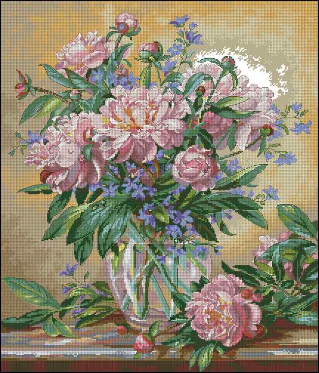 CMP 170118 Peonies And Canterbury Bells
