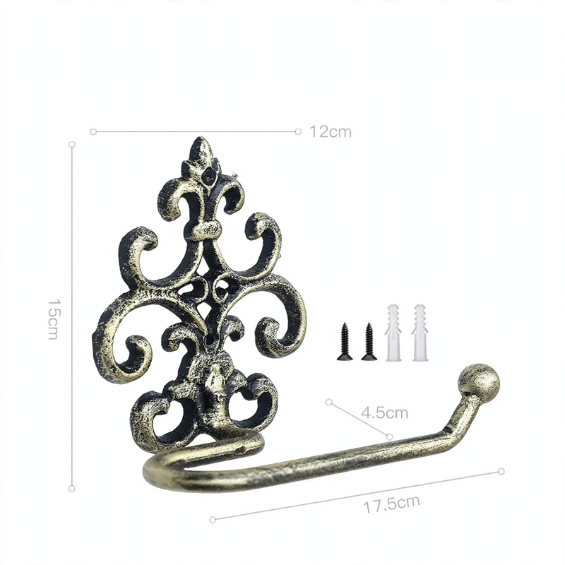Cast iron wall holder for towels and paper