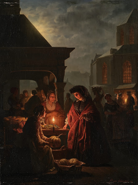 The Groenmarkt in The Hague at Night 1861