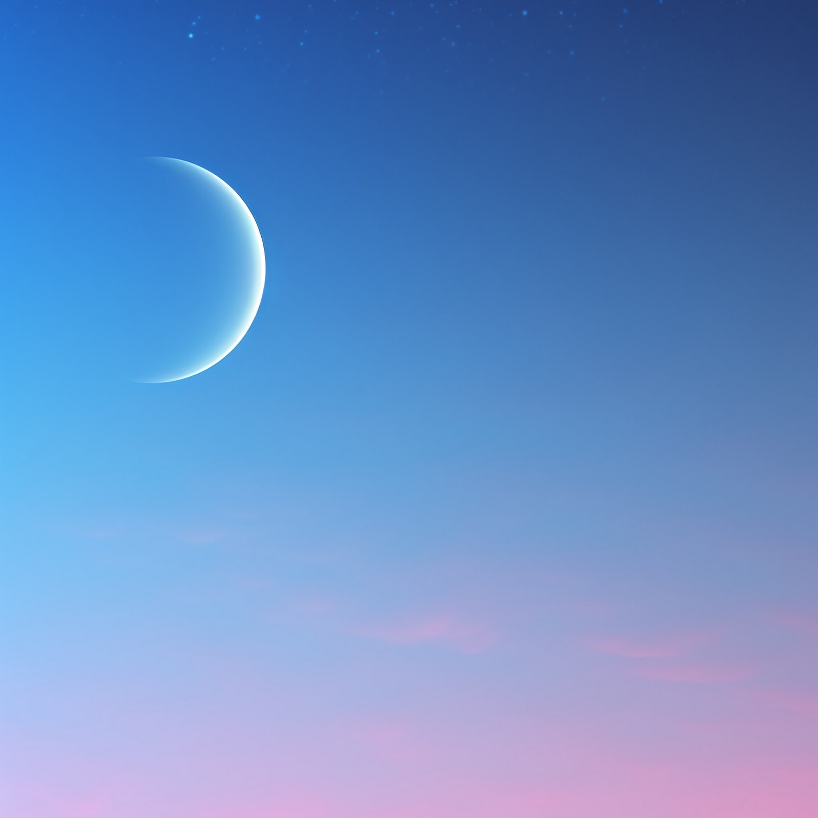 Download Crescent Moon, Sky Gradient, Pink Clouds, Nightscape 2K iPhone