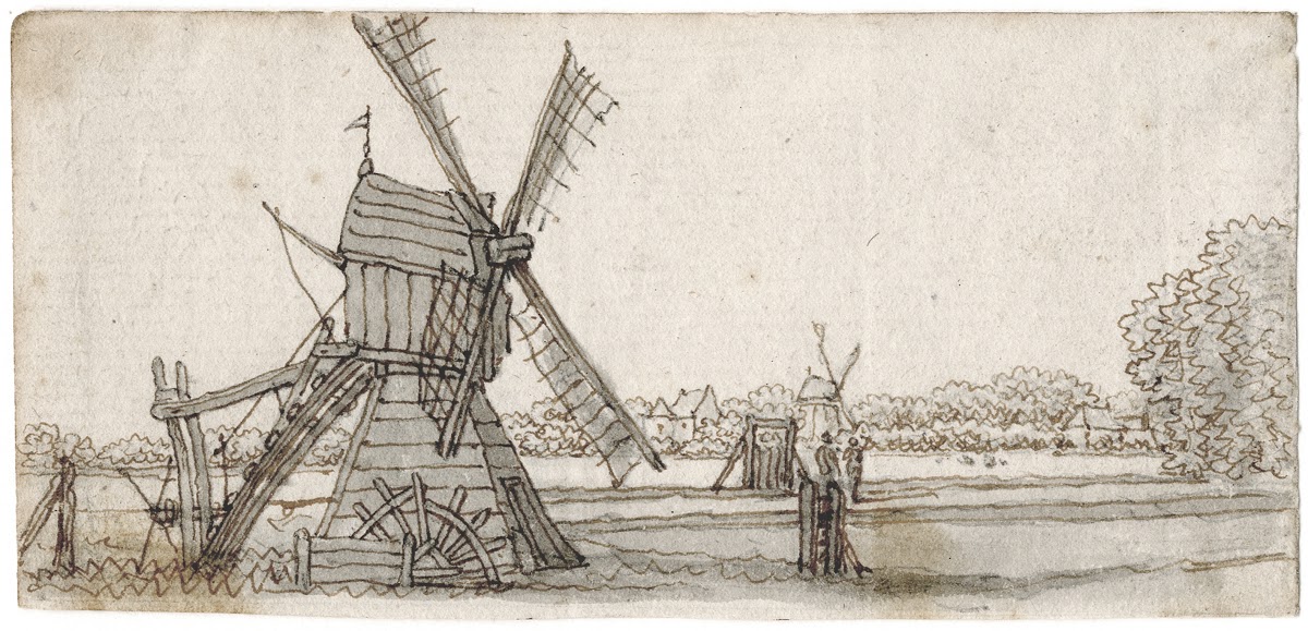 Windmolens in vlak land