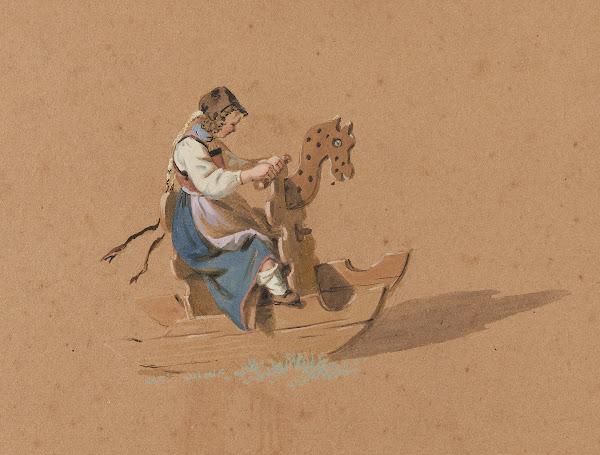 Mädchen auf Schaukelpferd 1827