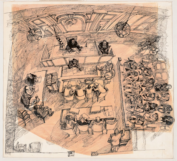 Overhead view of unidentified courtroo