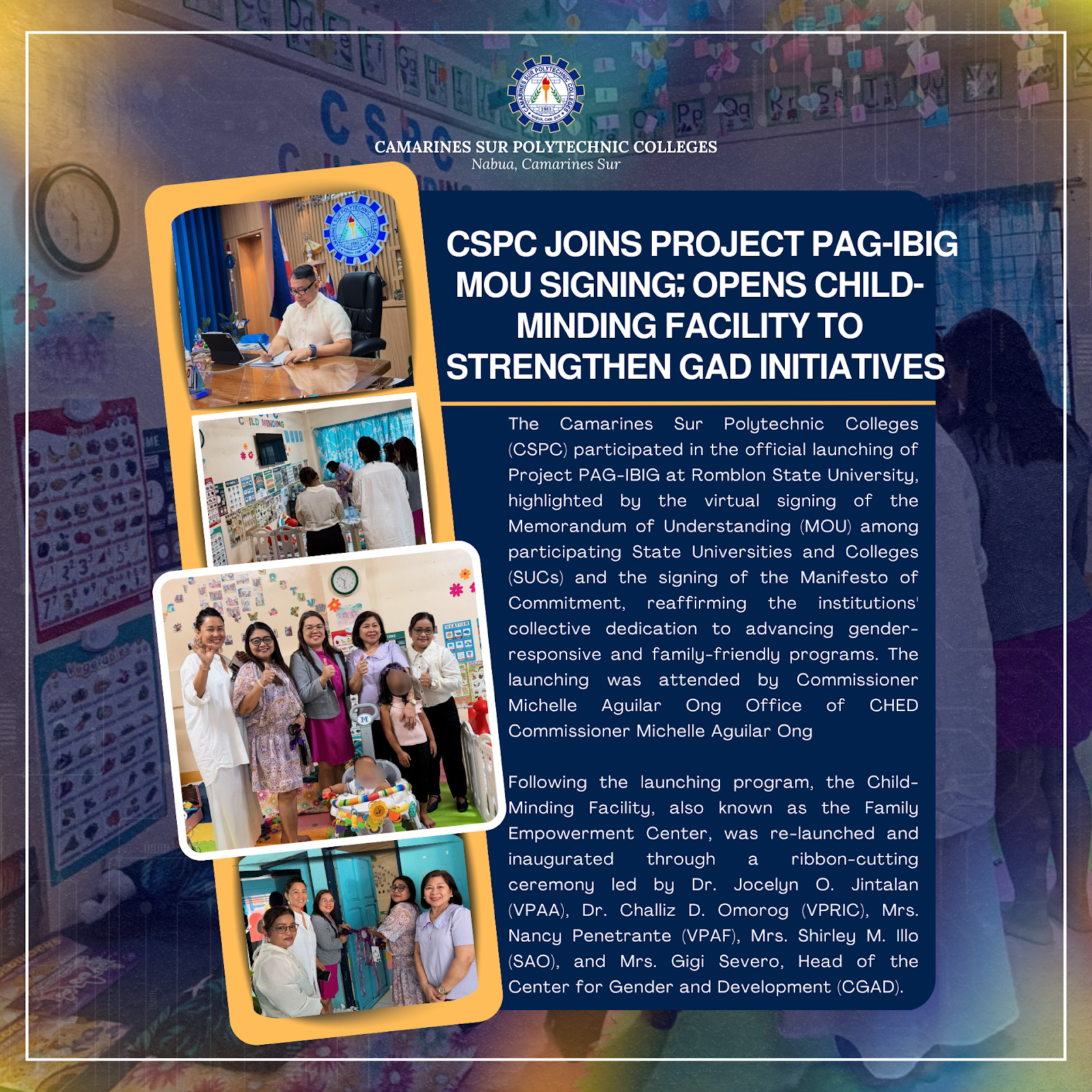 𝗖𝗦𝗣𝗖 𝗝𝗢𝗜𝗡𝗦 𝗣𝗥𝗢𝗝𝗘𝗖𝗧 𝗣𝗔𝗚-𝗜𝗕𝗜𝗚 𝗠𝗢𝗨 𝗦𝗜𝗚𝗡𝗜𝗡𝗚; 𝗢𝗣𝗘𝗡𝗦 𝗖𝗛𝗜𝗟𝗗-𝗠𝗜𝗡𝗗𝗜𝗡𝗚 𝗙𝗔𝗖𝗜𝗟𝗜𝗧𝗬 𝗧𝗢 𝗦𝗧𝗥𝗘𝗡𝗚𝗧𝗛𝗘𝗡 𝗚𝗔𝗗 𝗜𝗡𝗜𝗧𝗜𝗔𝗧𝗜𝗩𝗘𝗦