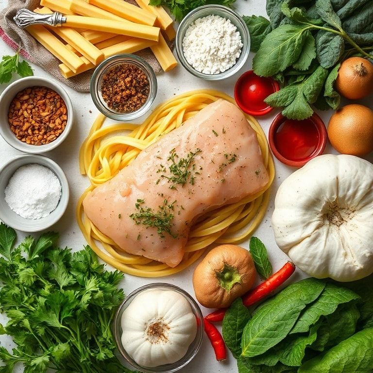 Ingredients for Slow Cooker Garlic Parmesan Chicken Pasta Recipe: Easy Comfort in One Pot