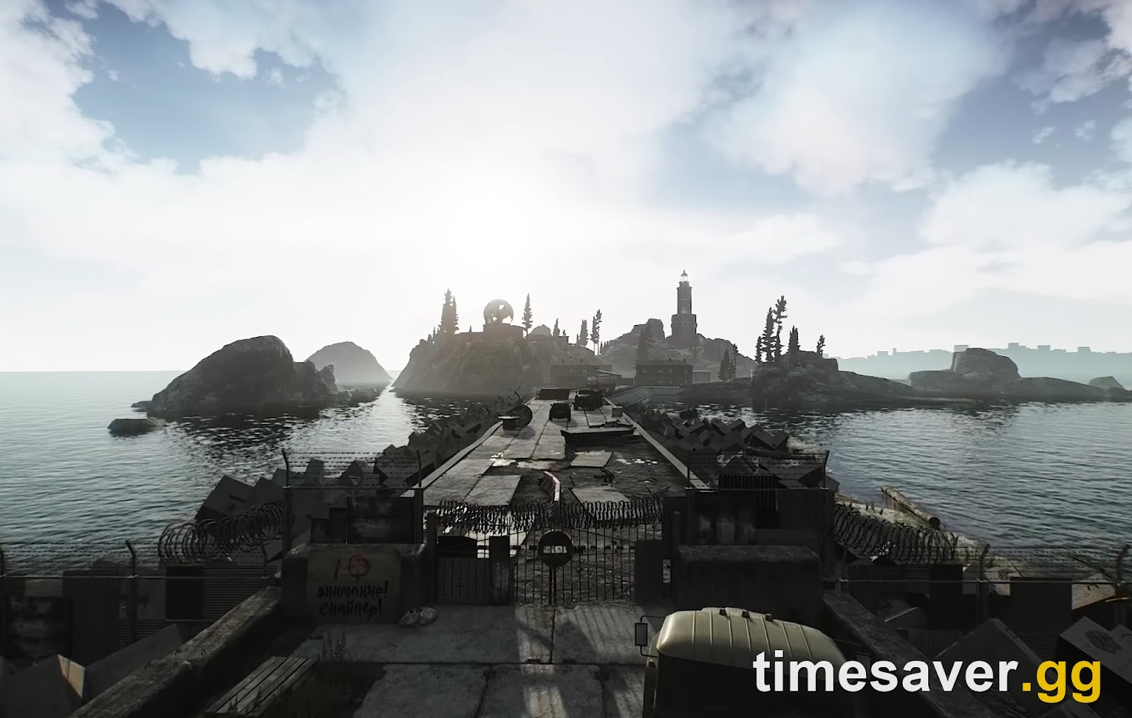 Escape from Tarkov Lighthouse peninsula and causeway leading to the Lightkeeper's island