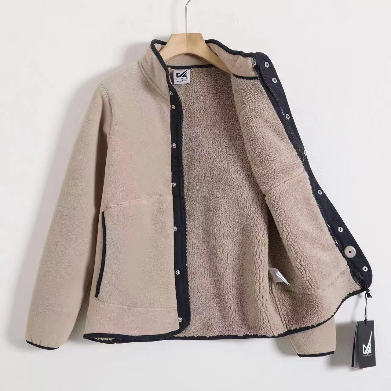 Unisex Teddy fleece jacket with stand-up collar