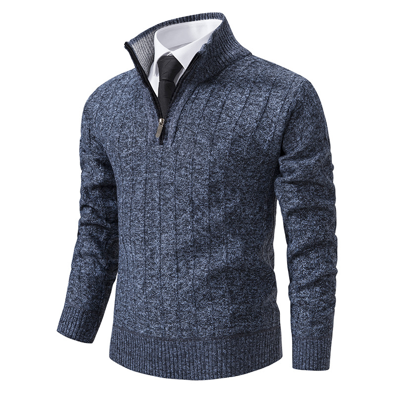Men's Knit Sweater with Zip and Lining