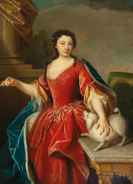 Portrait Of A Noblewoman In An Ermine Cloak With A Dog 18th Century