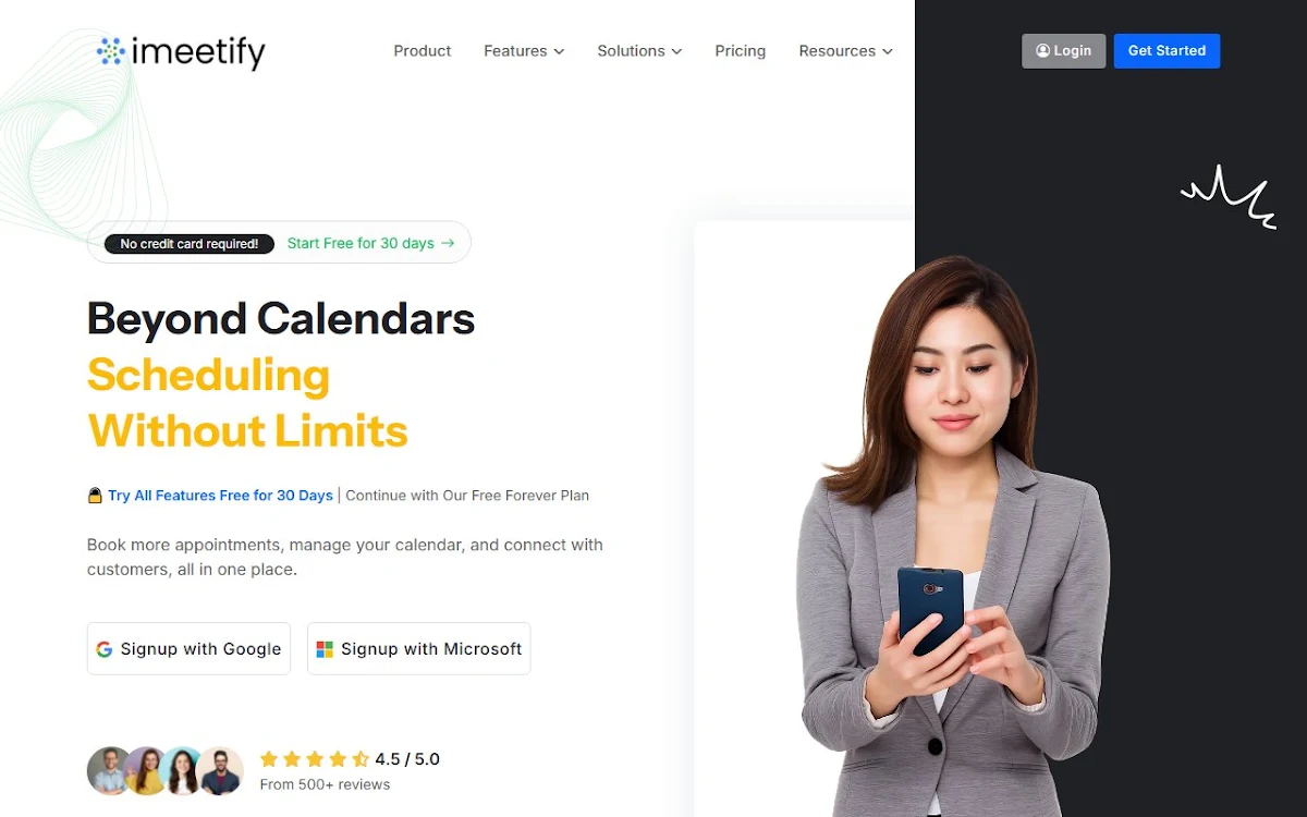 Captura de imeetify- schedule meetings with ease