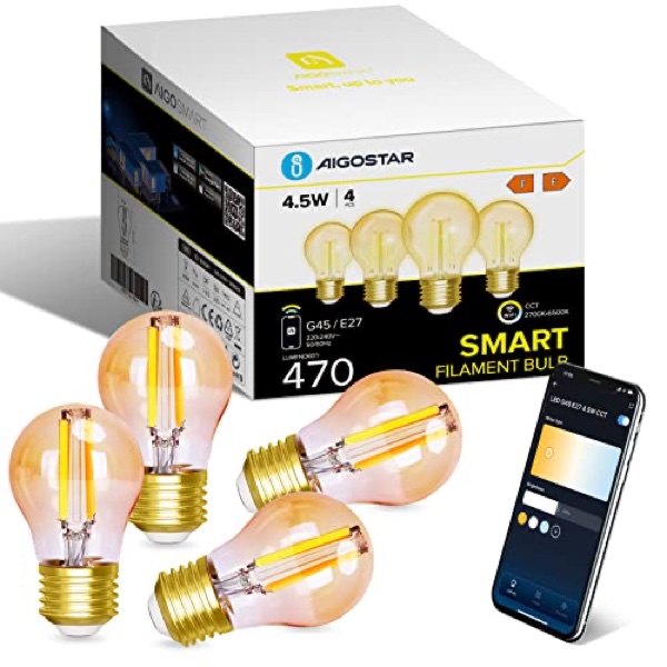 Aigostar Bombilla LED Inteligente E27 Pack de 4 Económico