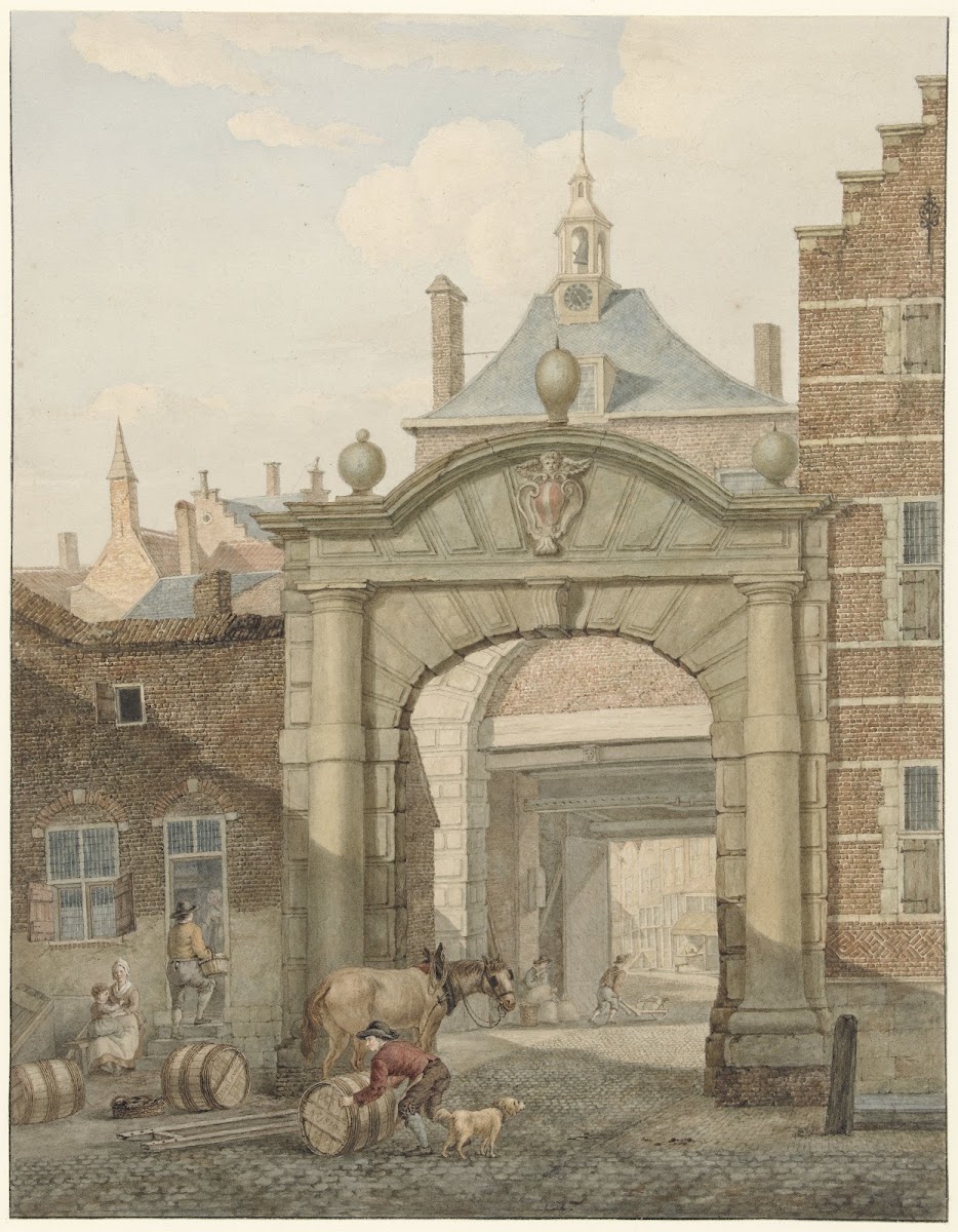 Doorkijkje door een poort te Dordrecht 1819