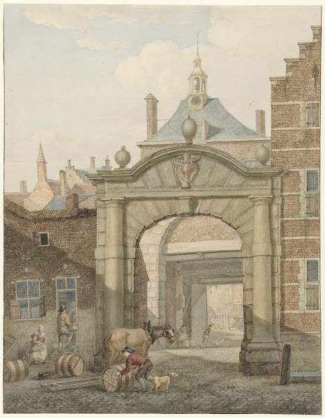 Doorkijkje door een poort te Dordrecht 1819