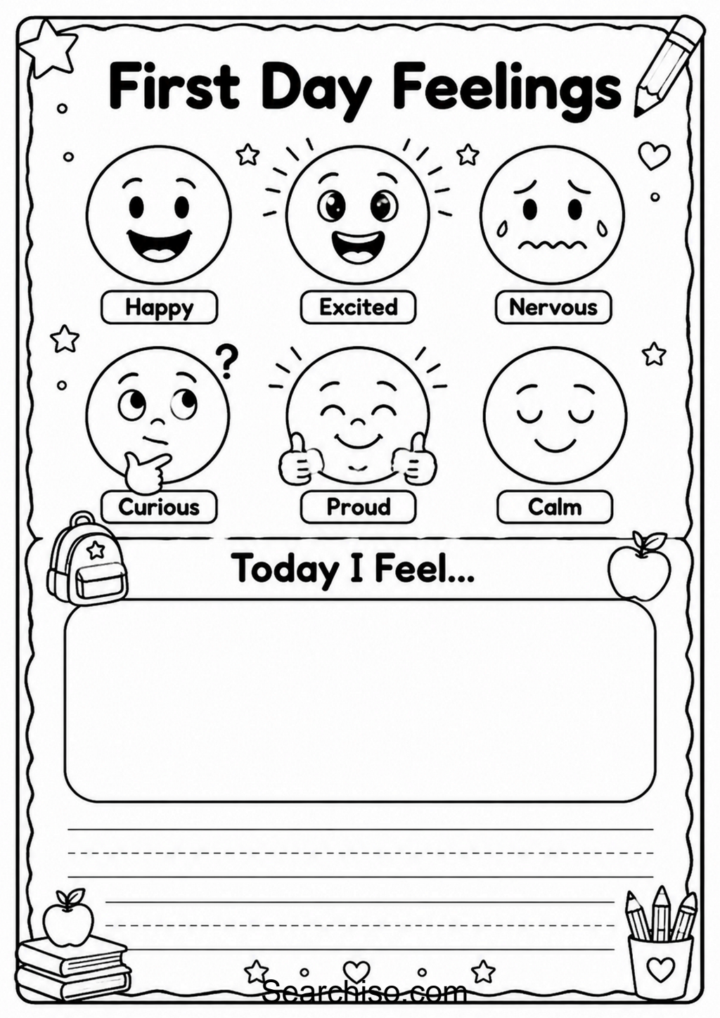 First Day Feelings Worksheet Activity