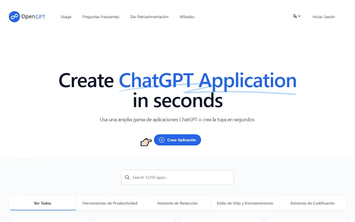 Captura de https://open-gpt.app/