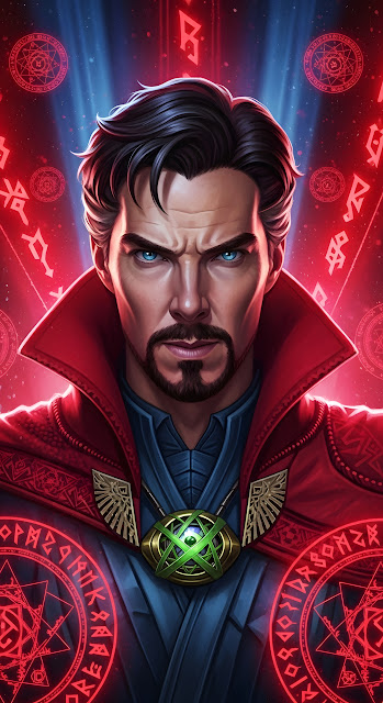Intense Portrait of Doctor Strange with Eye of Agamotto - Free mobile Wallpaper