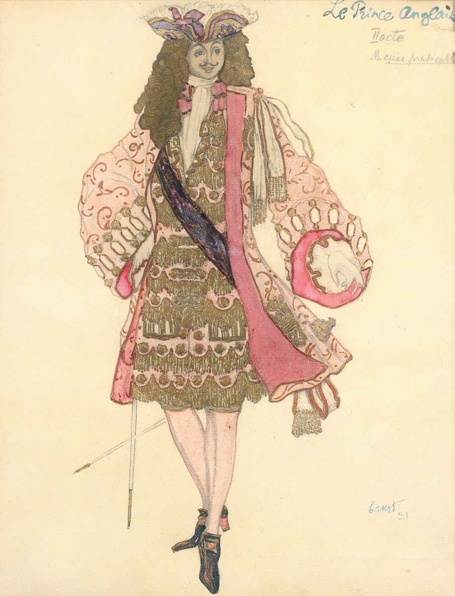 Costume Design For Act Ii Of Le Prince Anglais 1921