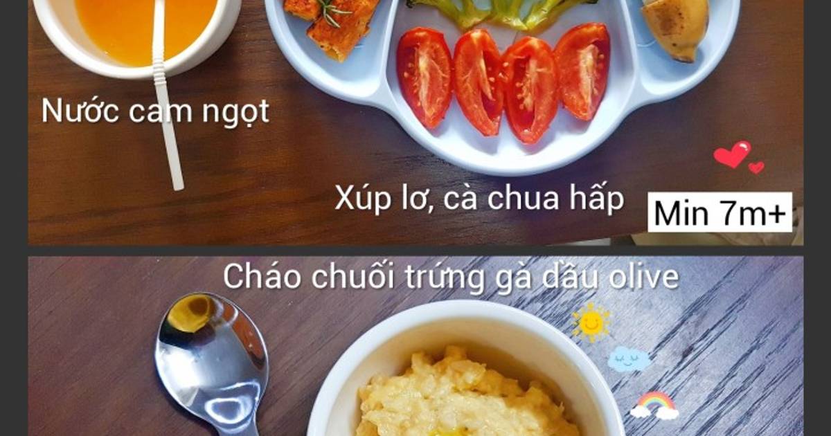 Cháo chuối trứng gà dầu olive