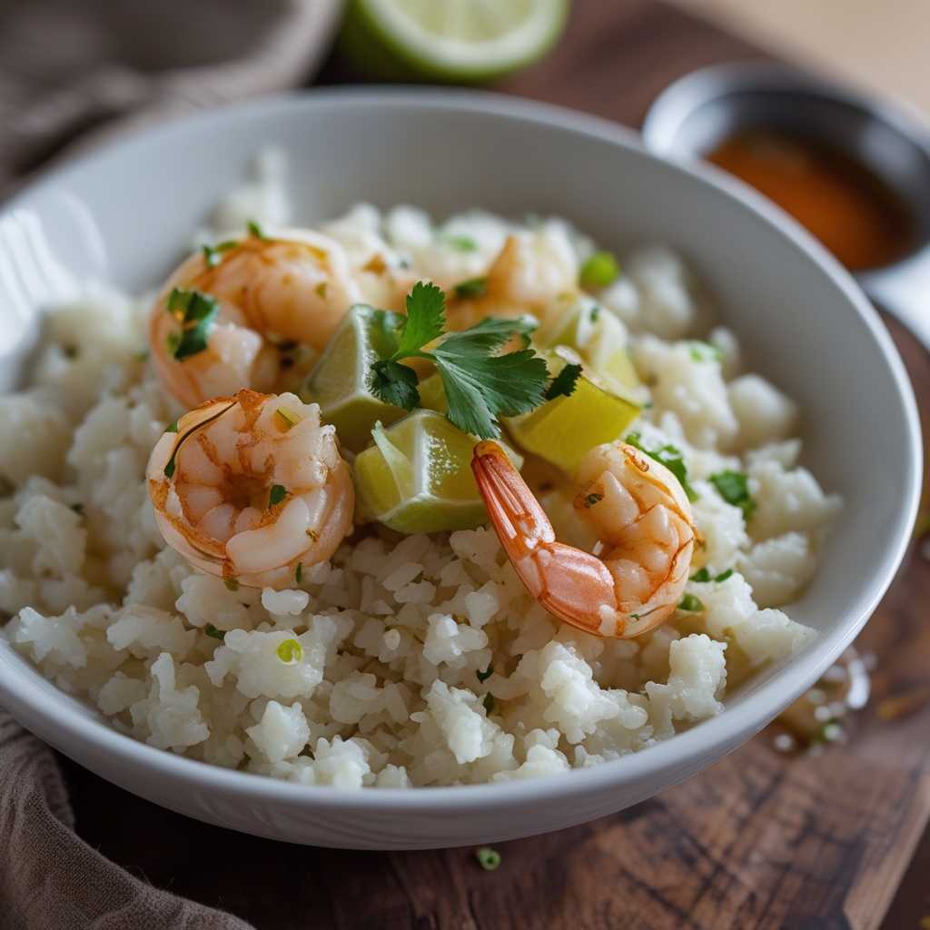 Final Coconut Lime Shrimp & Creamy Cauliflower Rice Bowl