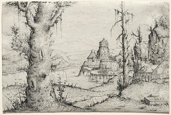 River Landscape with Large Tree at Left 1546