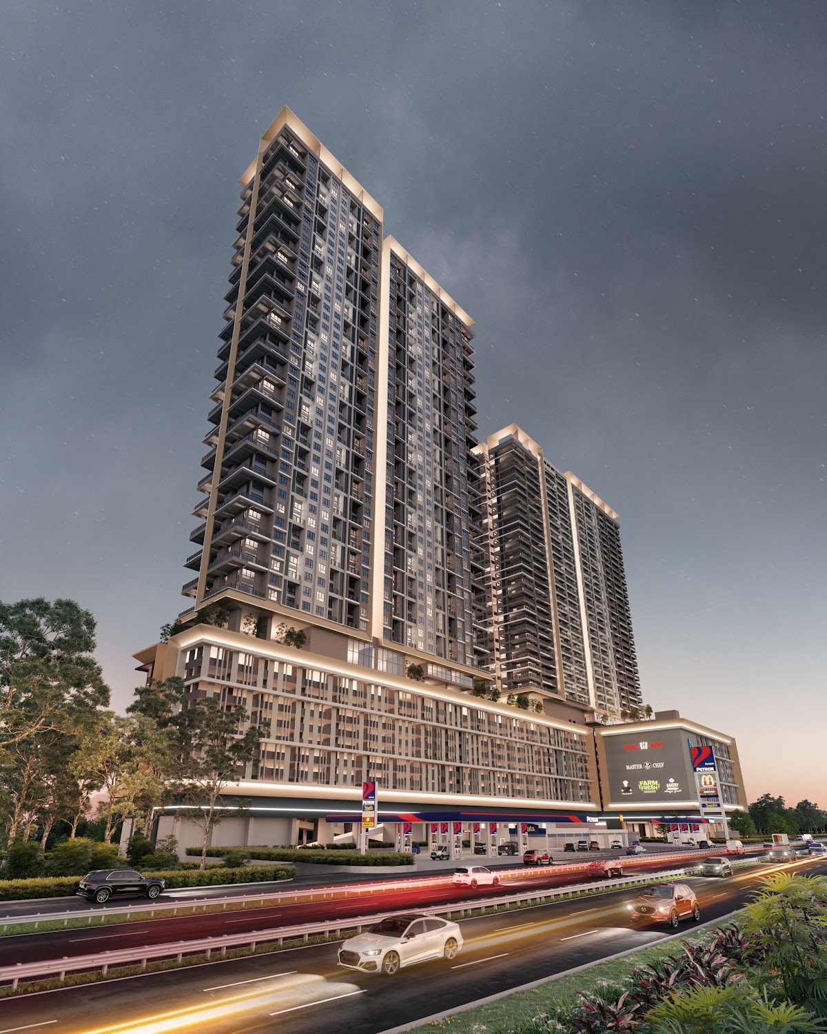 Quaver Residence — building facade night