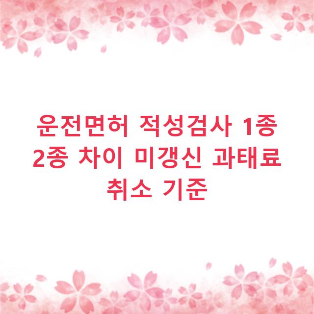 운전면허 적성검사 1종 2종 차이 미갱신 과태료 취소 기준