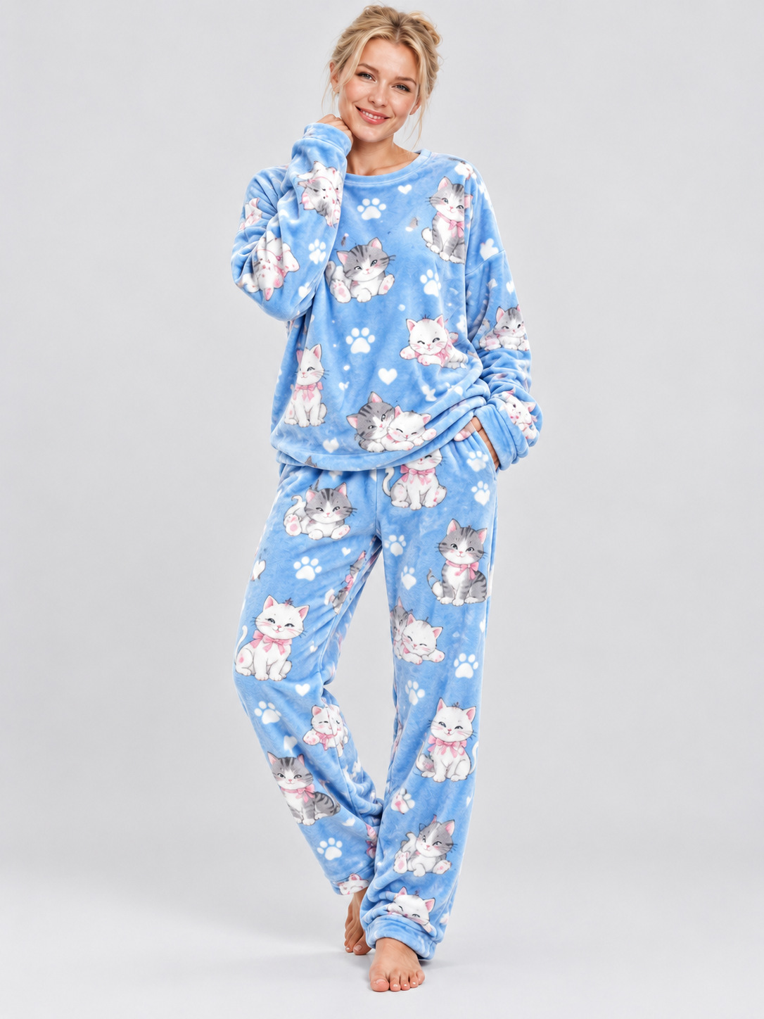 Women's Pajama Set, Long Sleeve, Round Neck