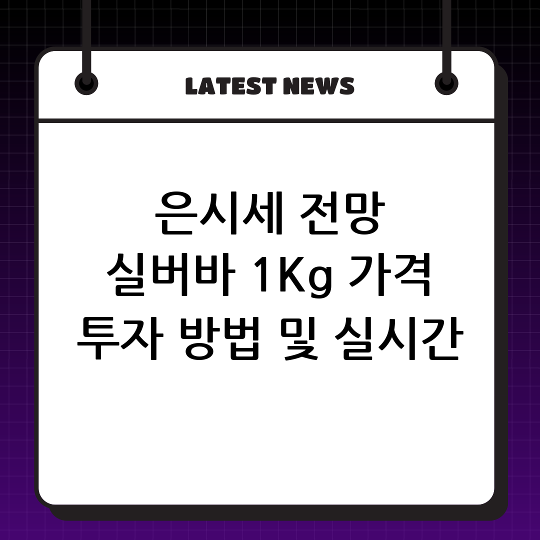 은시세 전망 실버바 1Kg 가격 투자 방법 및 실시간 가격 확인법 이미지