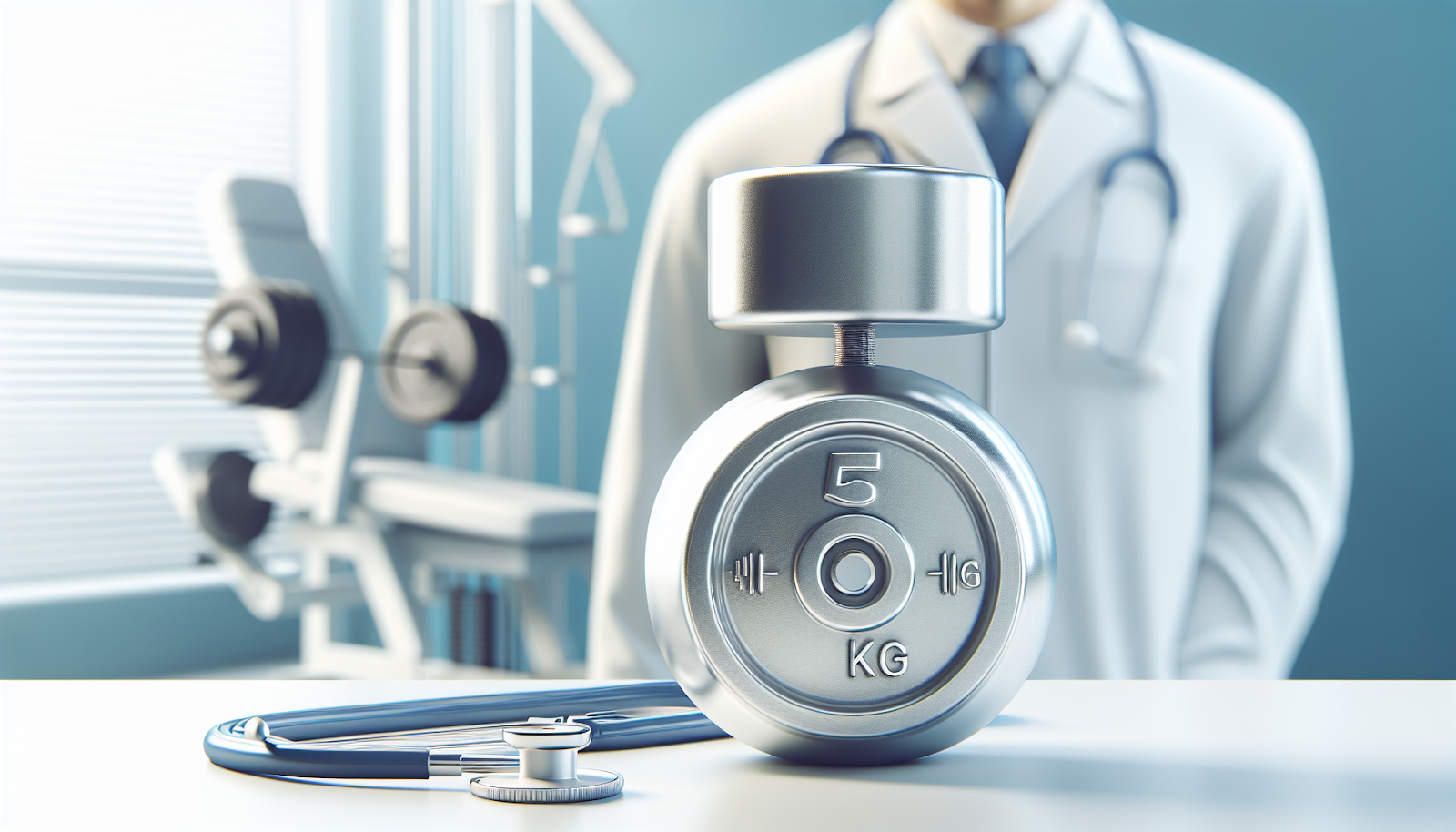 Medical professional demonstrating 5 kilogram lift test for muscle strength assessment and health risk prediction in clinical setting