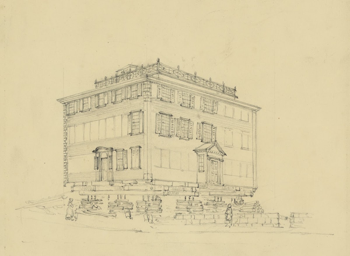 Sketch of a house in the streets at Boston Mass