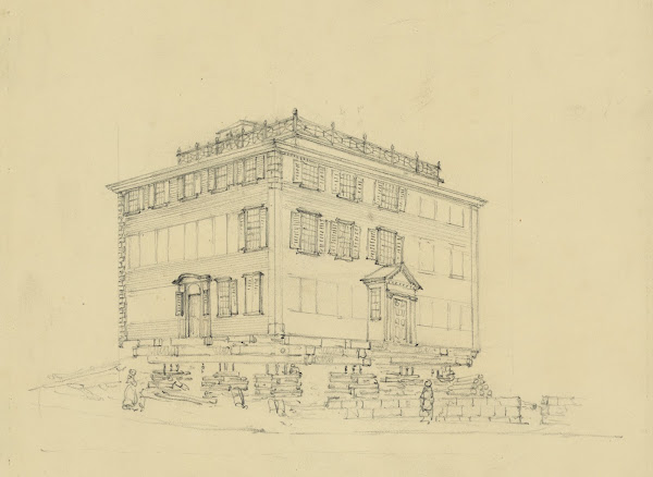 Sketch of a house in the streets at Boston Mass