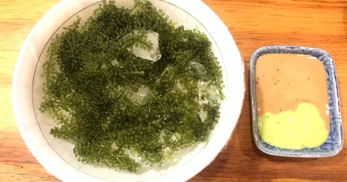 Rong nho biển kèm sốt mè rang