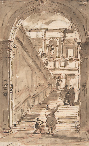 Architectural Fantasy Figures on a Grand Staircase 171293