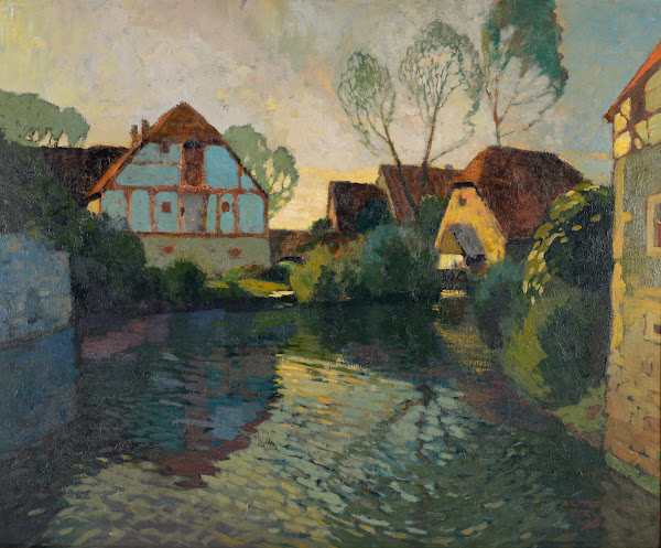 Dämmerung in einem Dorf 1923