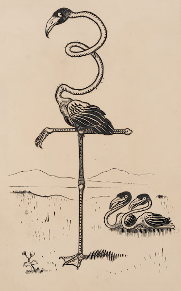 Eleven comic strip frames of flamingo shaping figures with its long neck Pl5