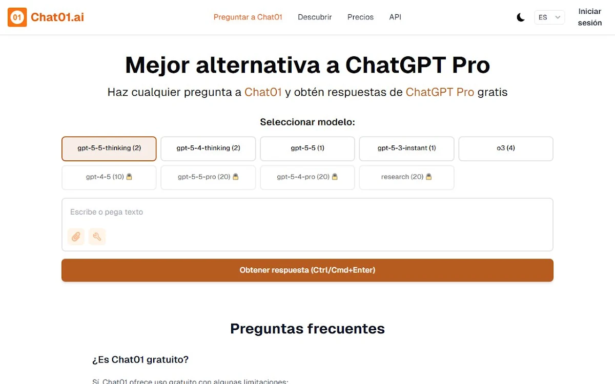 Captura de Chat01.ai