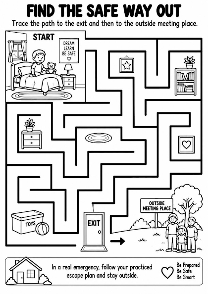 Fire Escape Route Maze Worksheet