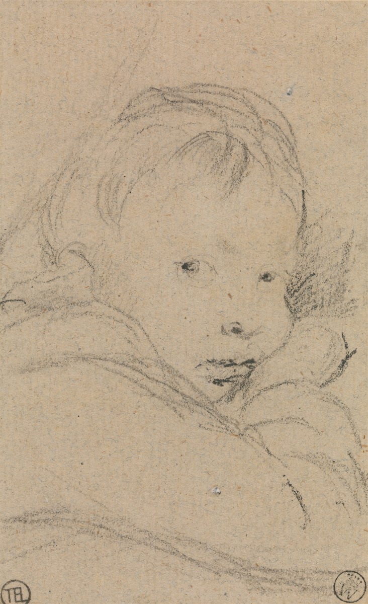 A Child Resting His Cheek on His Hand Head and Shoulders