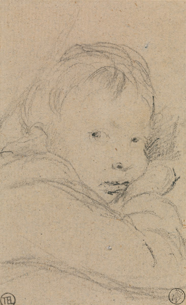 A Child Resting His Cheek on His Hand Head and Shoulders