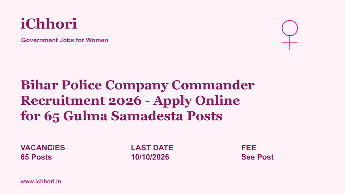 Bihar Police Company Commander Recruitment 2026 - Apply Online for 65 Gulma Samadesta Posts - iChhori