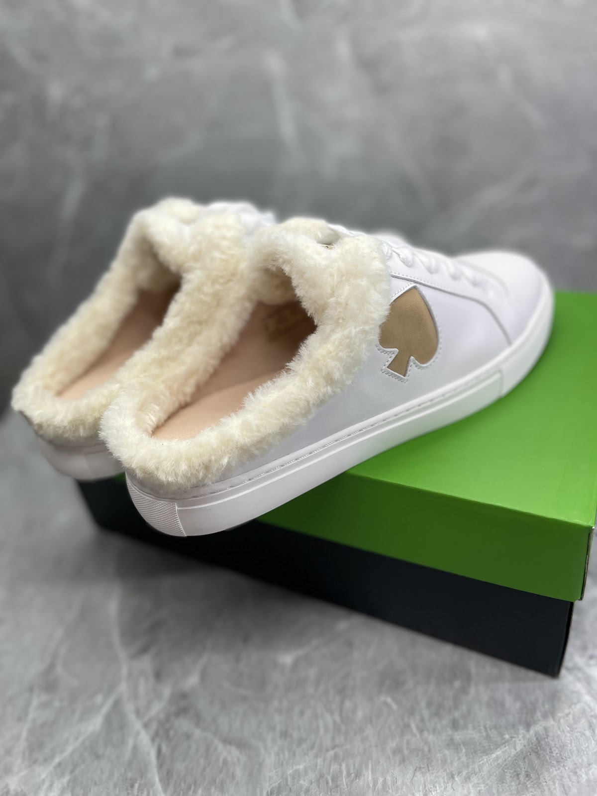 KS Shoes Fur White Brown S9 #133