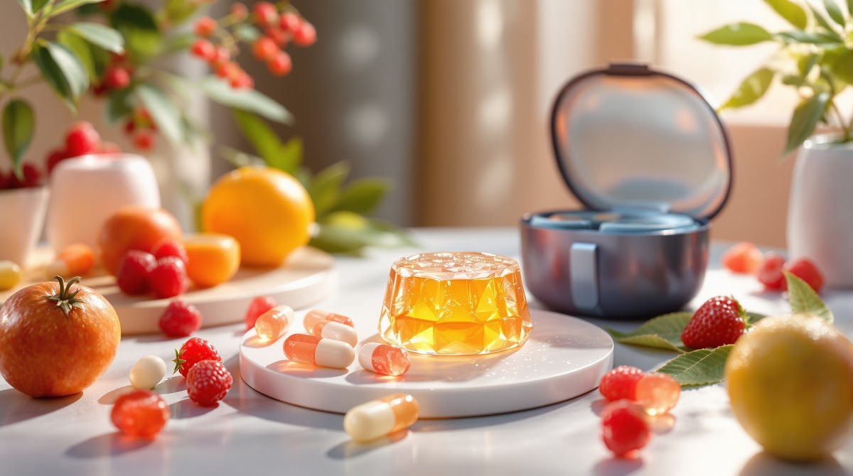 젤리영양제추천 제품을 섭취하기 전 라벨을 꼼꼼히 확인하는 모습, 당뇨·알레르기 등 건강상태를 체크하며 전문가 상담을 받는 장면, 다양한 연령층이 올바른 섭취법을 실천하는 상황