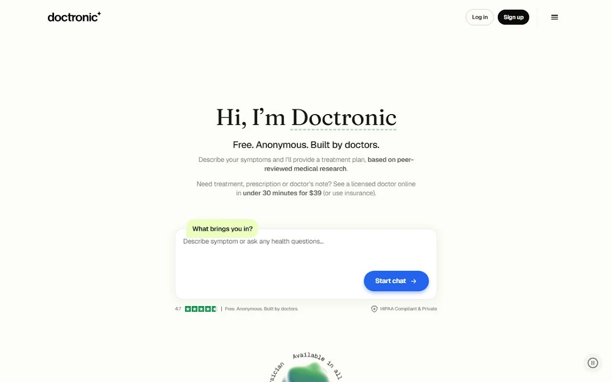 Captura de Doctronic AI Doctors + Human Doctors