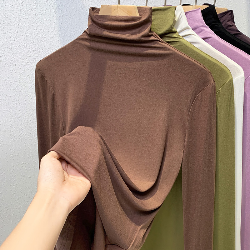 Women’s Long Sleeve Turtleneck Shirt, ribbed and stretchy