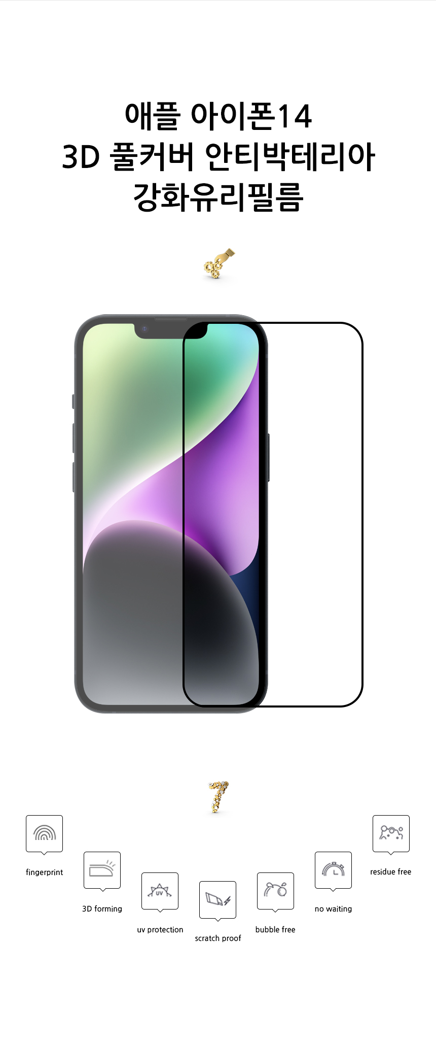 realook iphone 14 3D full cover antibacterial glass screen protector