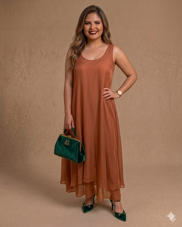 Vestido Largo Terracota